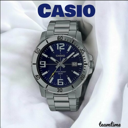 фото Наручные часы casio, синий, серебряный