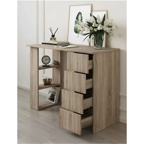 Письменный компьютерный стол с полками и 4 ящиками для школьника