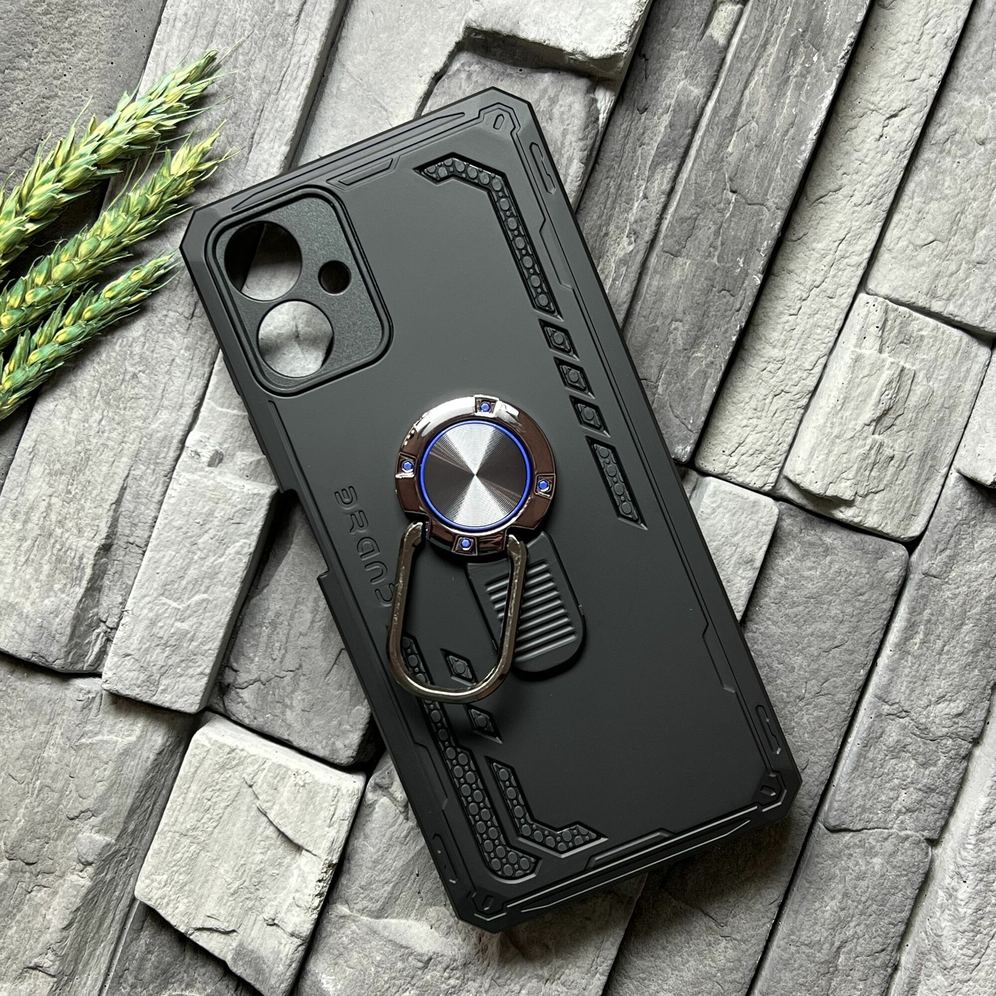 Чехол противоударный для Samsung Galaxy A06 ( Самсунг Галакси А06 ) с функцией подставки , с кольцом-держателем, ударопрочный, усиленный, черный — фото 1