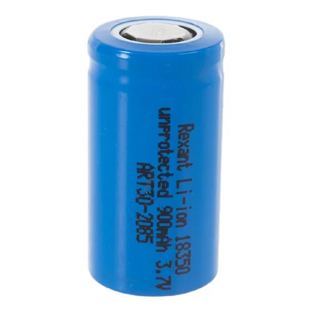 Rexant Аккумулятор 30-2085 Аккумулятор Li-ion 18350, 3,7В, 900мАч, без платы защиты, плоский контакт, 10 шт, коробка