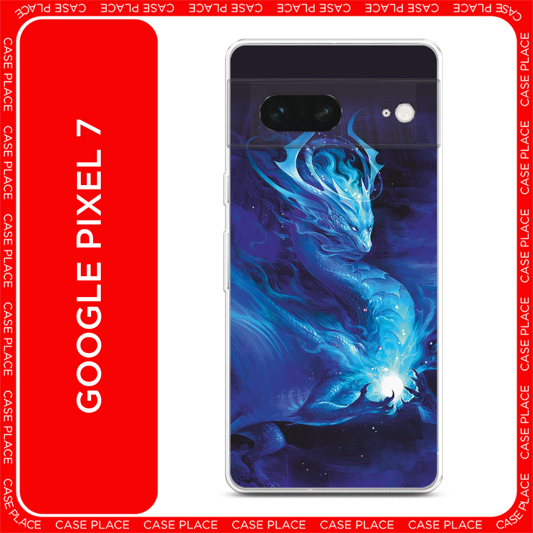 Чехол на Google Pixel 7 / Гугл Пиксель 7 с принтом Лунный дракон