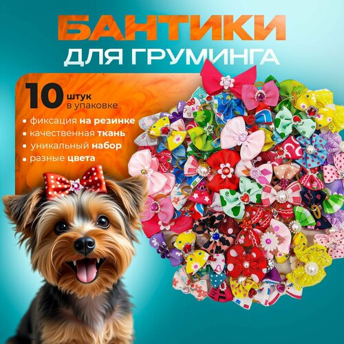 Бантики (резинки для животных) для груминга для собак мелких пород 10 штук