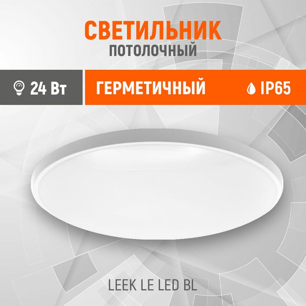 Светильник потолочный светодиодный BL IP65 24 Вт 5000 К нейтральный белый свет цвет черный Leek - фото №1