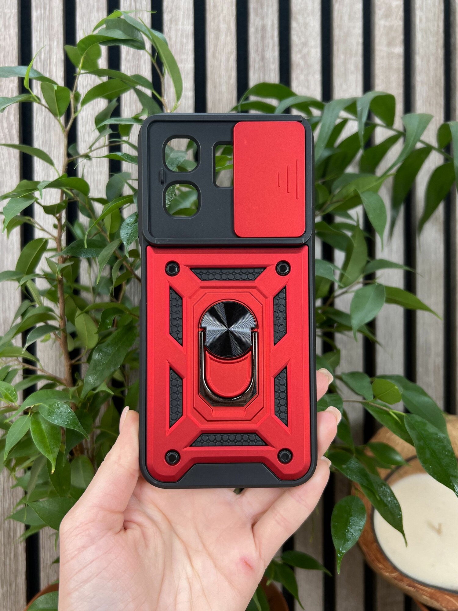 Чехол противоударный armors на Infinix Hot 50i и Infinix Smart 9 / Инфиникс Хот 50i и Инфиникс Смарт 9 с защитой камеры (Красный) — фото 1