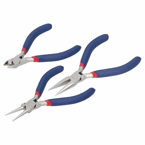 Набор инструментов синий (3 предмета). Профессиональный ювелирный инструмент для бижутерии рукоделия и бисероплетения