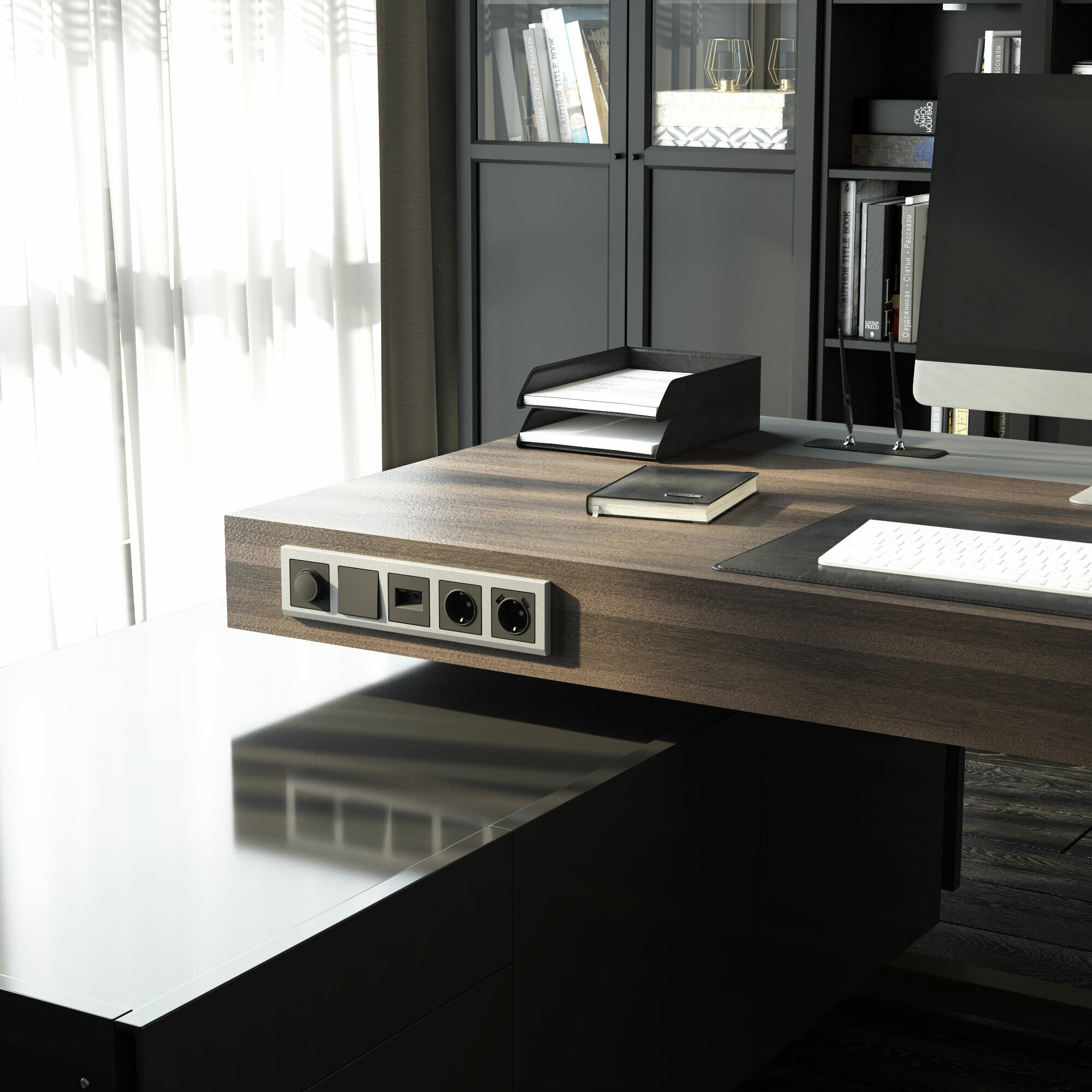 Выключатель одноклавишный Werkel (Графит матовый) — фото 1