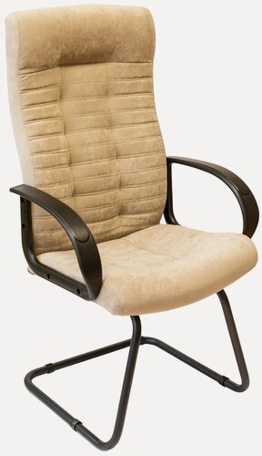 Изображение товара Офисное кресло на полозьях StylChairs Атлант Ультра, обивка велюр, цвет бежевый