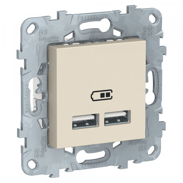 System Electric Unica New Беж Розетка USB двойная 5 В / 2100 мА NU541844
