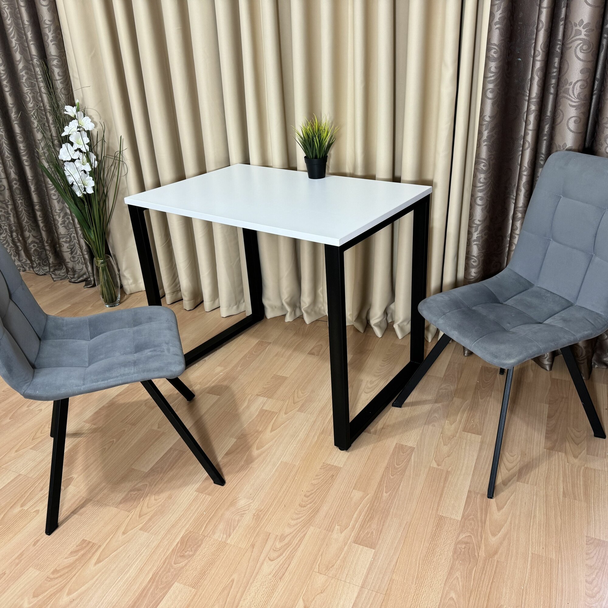 Стол лофт 90*60 см. Чёрные ножки — фото 1