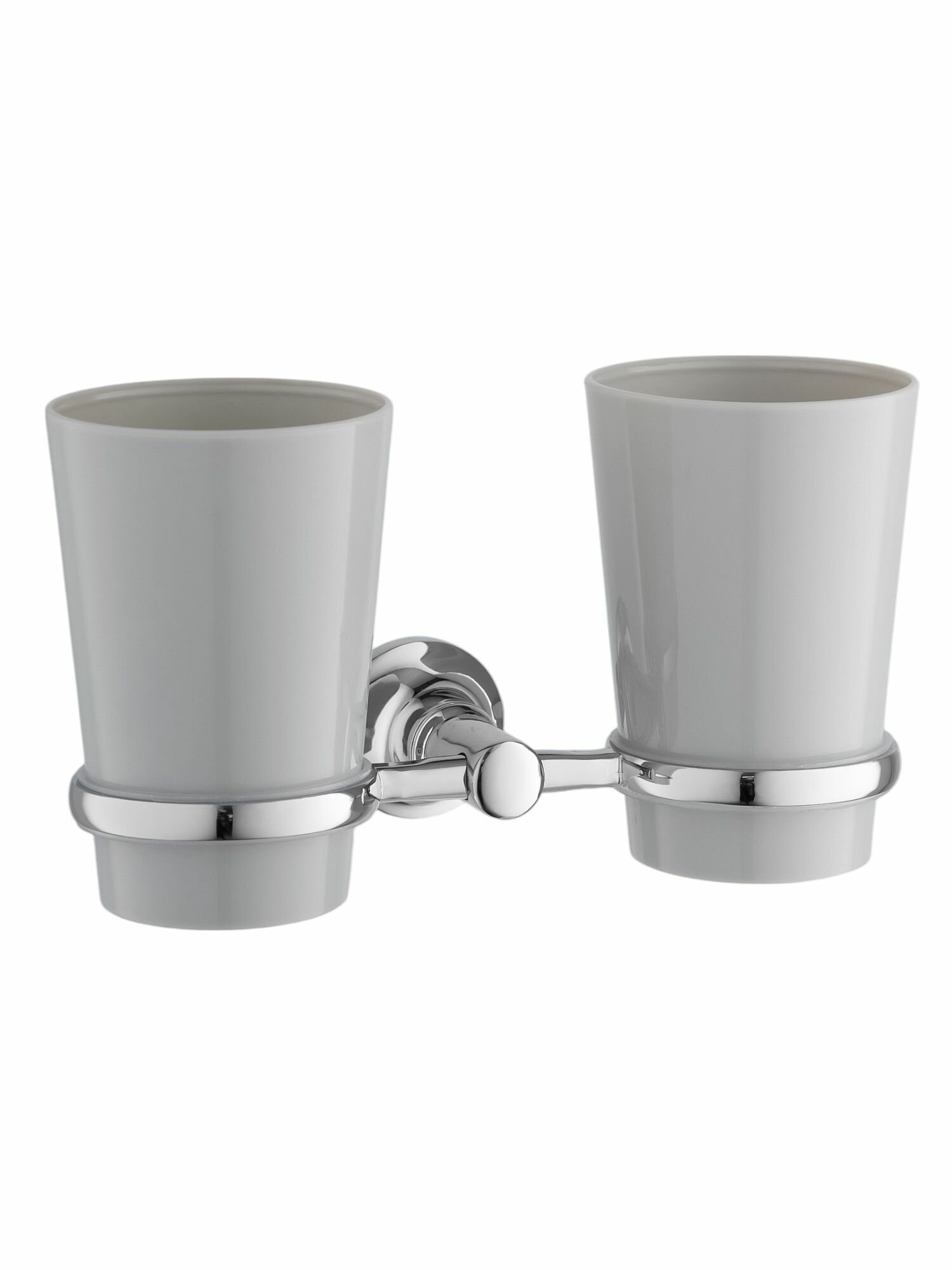 Стакан для зубных щеток и пасты двойной с серебряным держателем