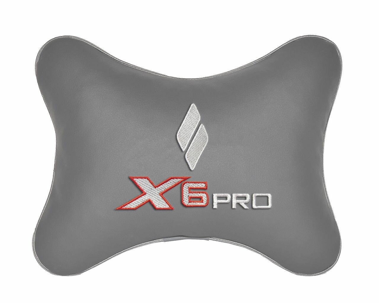 Подушка на подголовник автомобильная серая экокожа LIVAN X6 Pro