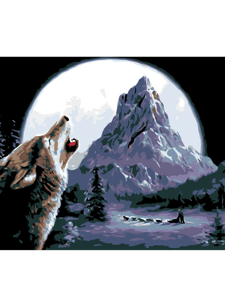 Картина по номерам "Волк воет на луну" — фото 1