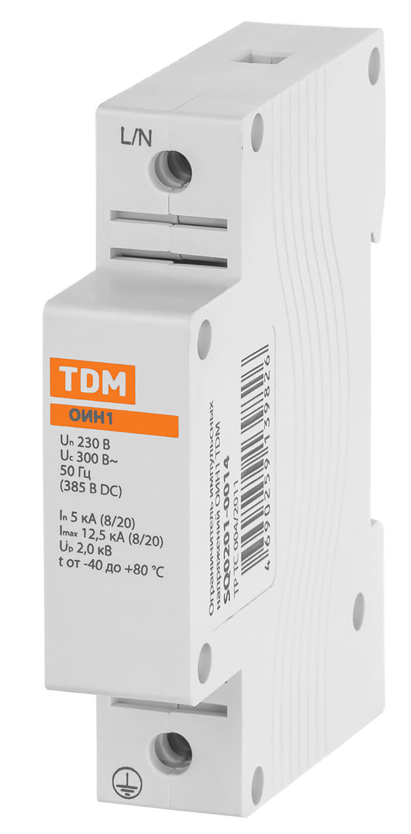 Ограничитель перенапряжения TDM Electric / ТДМ Электрик ОИН1 модульный однополюсной 230В 5кА 12.5кА IP20 / электрика