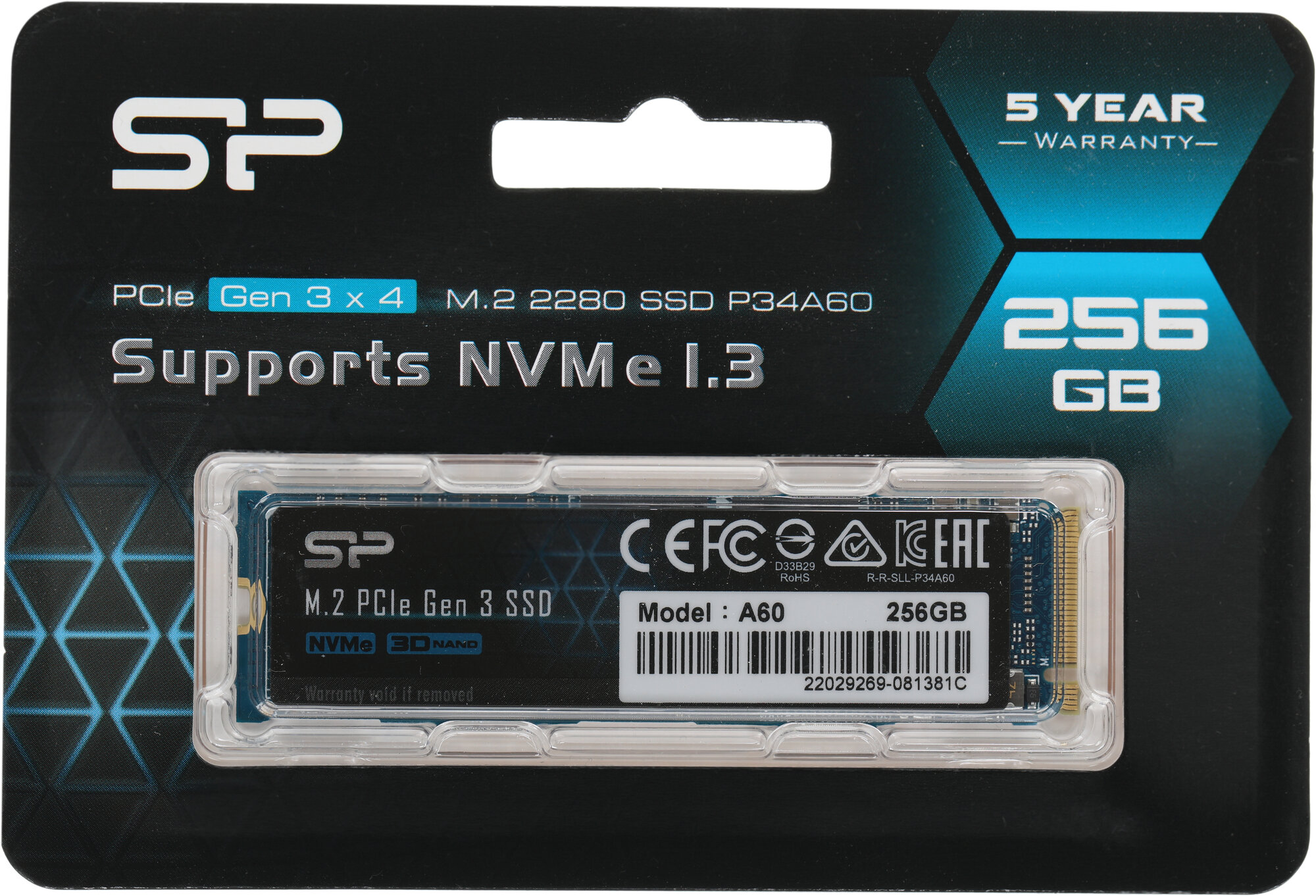 SSD накопитель Silicon Power M-Series SP256GBP34A60M28 256ГБ, M.2 2280, PCIe 3.0 x4, NVMe, M.2 — фото 1