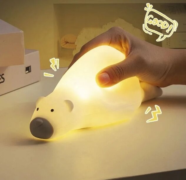 Ночник беспроводной детский Отдыхающий медвежонок (с зарядным кабелем USB) светильник