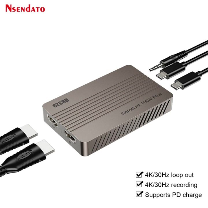Ezcap366 GameLink RAW Plus HDMI Карта видеозахвата 4K USB 3.2 Тип CHDMI Аудио-видеорегистратор с линией 3,5 мм для ПК Live Stream, Black — фото 1