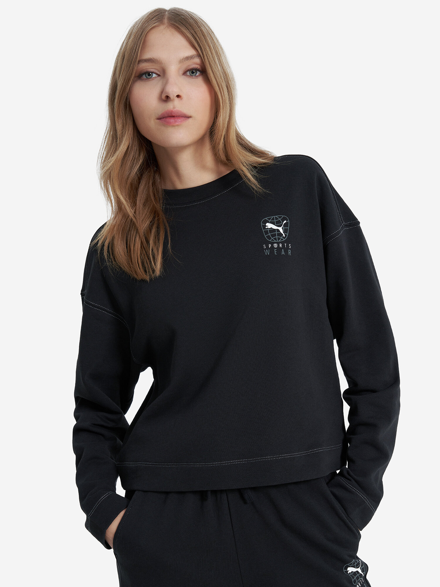 Свитшот PUMA, размер L, , черный — фото 1