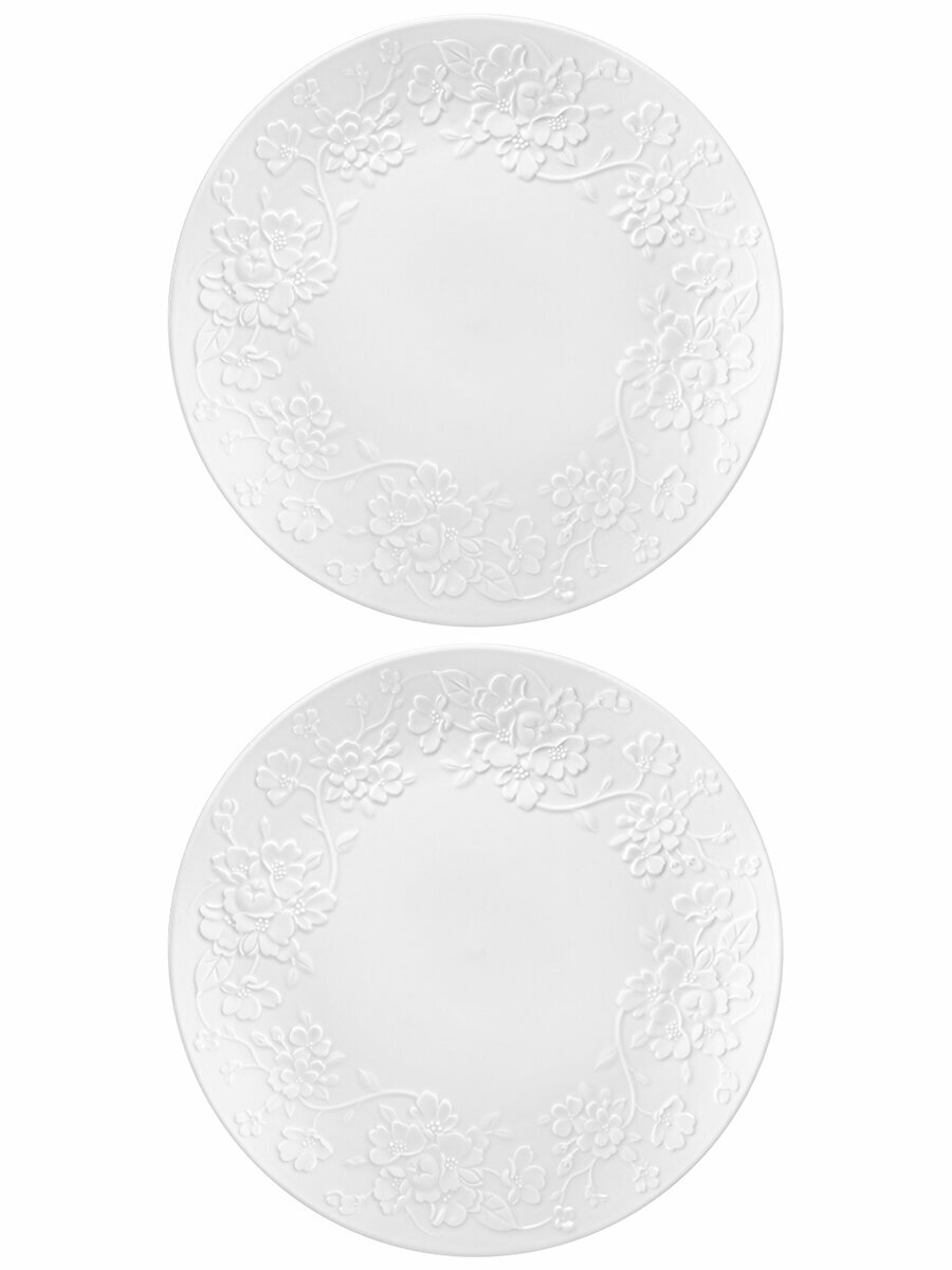 Набор тарелок 2 предмета 17,5х17,5х2 см Elan Gallery Цветущая сакура, фарфор — фото 1