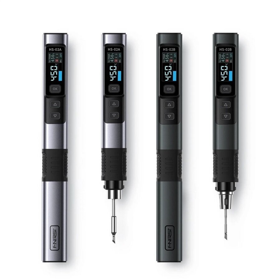 HS-02B Set4 паяльник с регулировкой, USB, блок питания, PD/QC, DC, 100Вт, 3 сменных жала, черный — фото 1