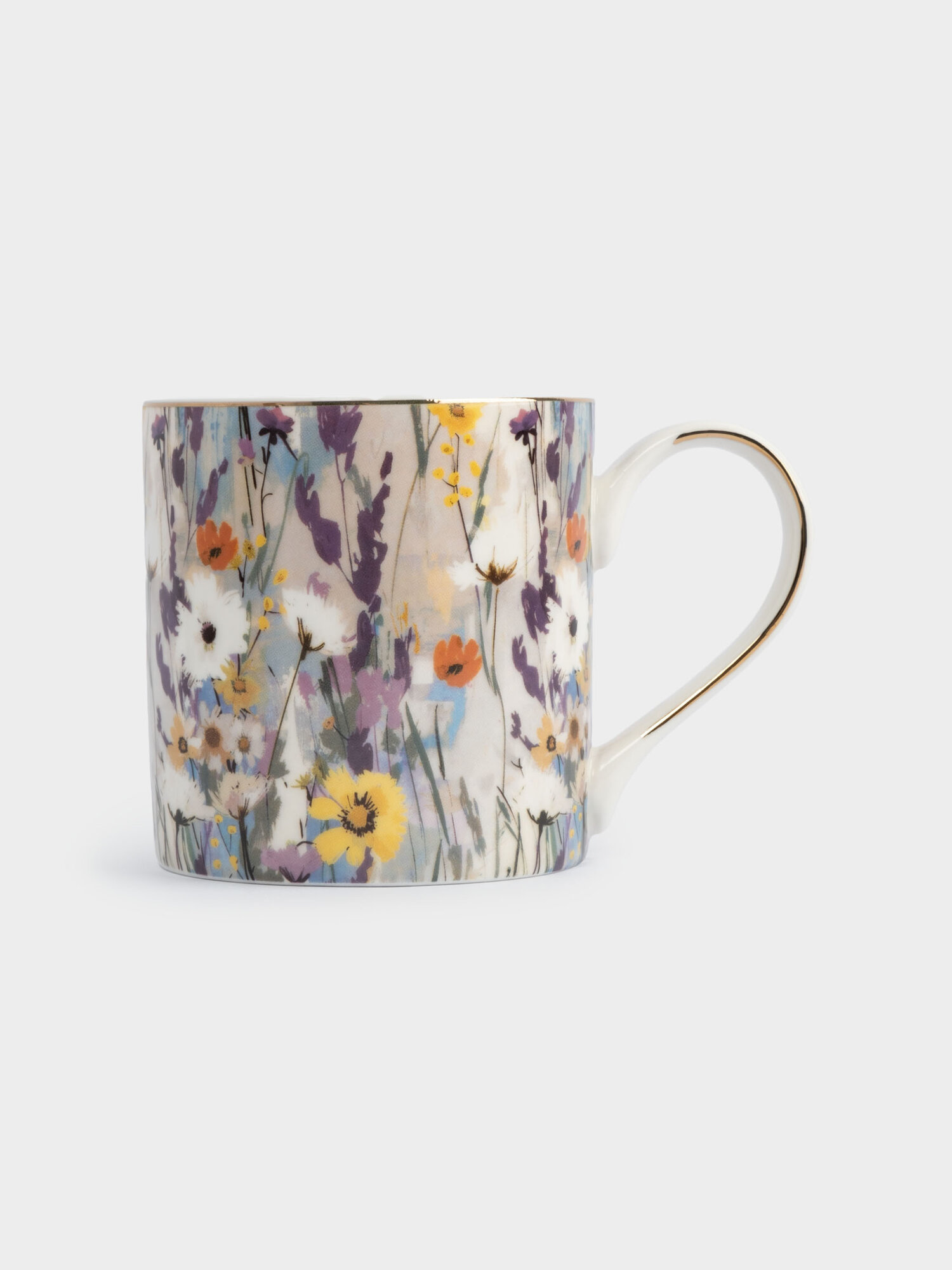 Кружка, 380 мл, фарфор N, с золотистым кантом, Цветы, Floristics — фото 1