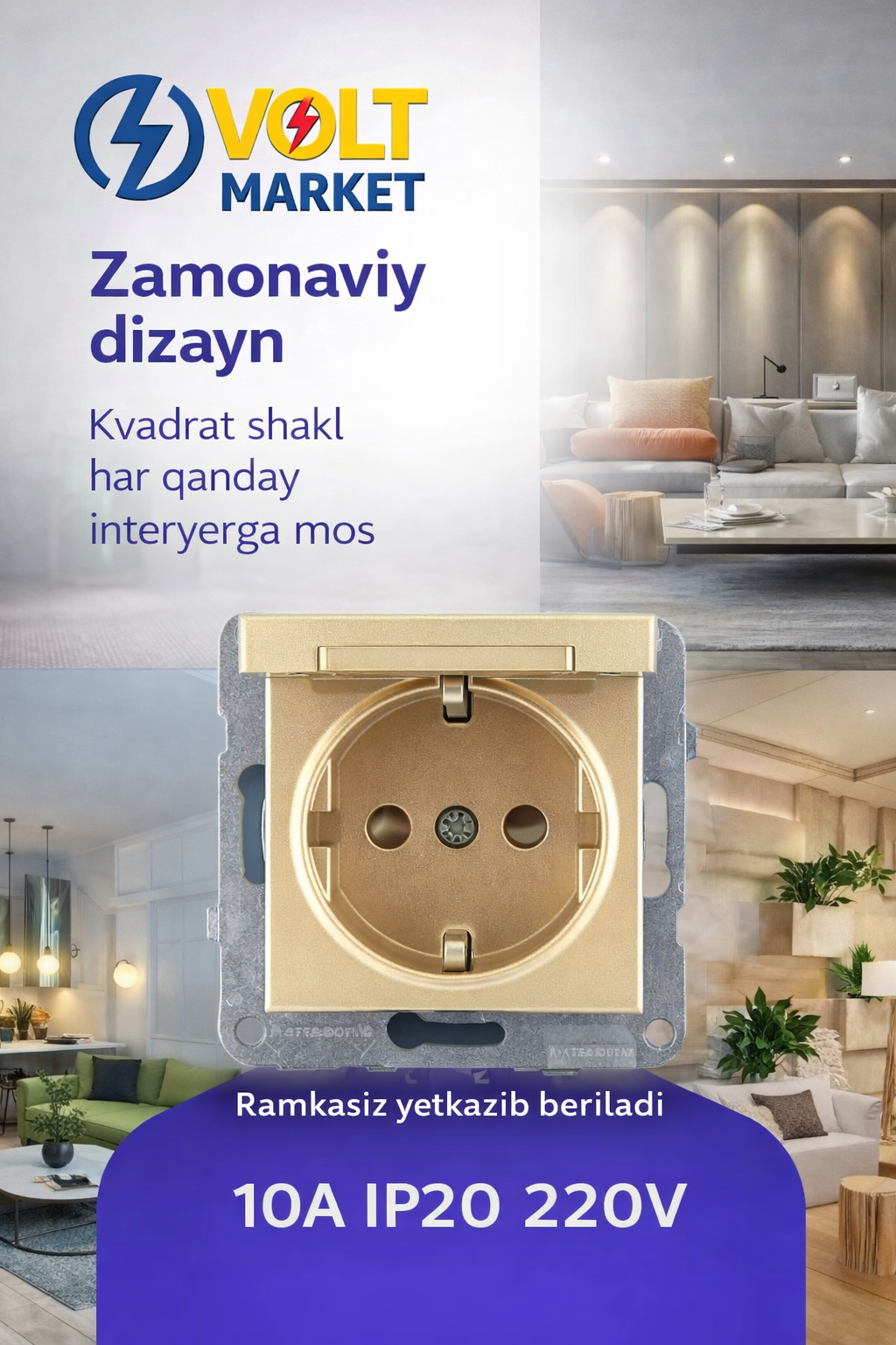 Розетка Panasonic темно-серого цвета с заземляющей крышкой, 220 В.