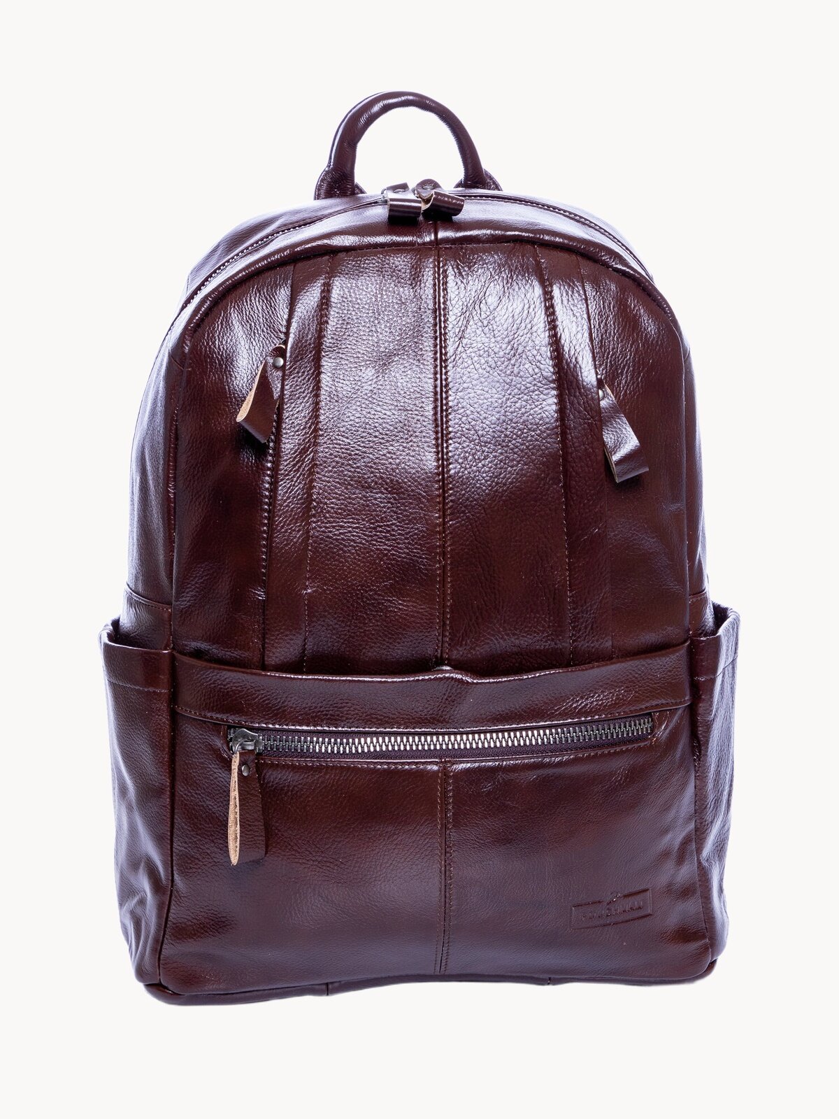 Рюкзак городской PouchMan, мужской, натуральная кожа, большой, для ноутбука, 21 л, 32х44х15 см, коричневый матовый