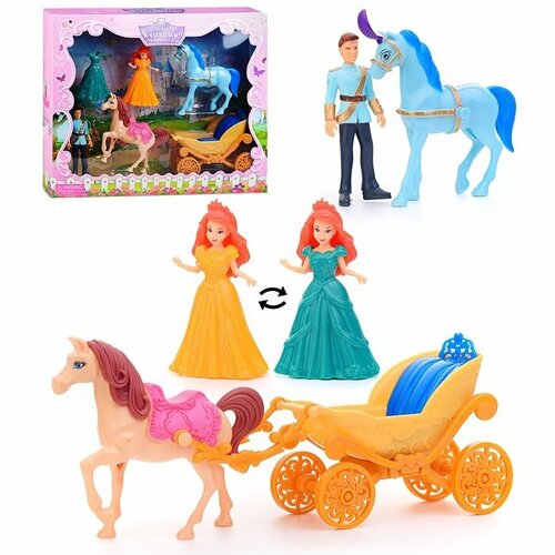 Карета с лошадкой Oubaoloon принцесса с дополнительным платьем, принц с конем (SS047C) карета с лошадкой oubaoloon кукла и домашние питомцы в коробке ss048c