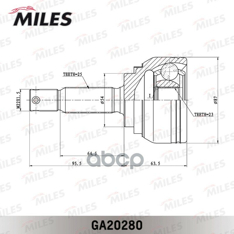 Шрус Наружный Mitsubishi Space Wagon/Galant 1.8/2.0 91-98 (Gkn 303394) Ga20280 Miles арт. GA20280