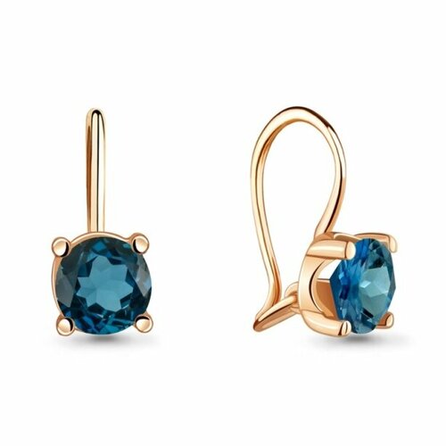 Серьги с подвесками AQUAMARINE Серьги из золота 4412808 4412808, красное золото, 585 проба, топаз, синий