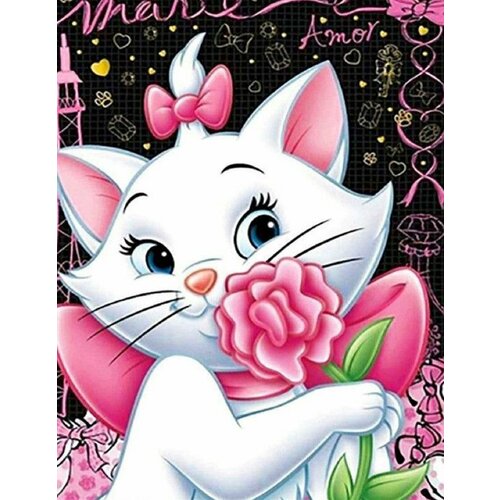 Алмазная мозаика. Картина стразами (на подрамнике, размер 20x30 см, полная выкладка) Кошка