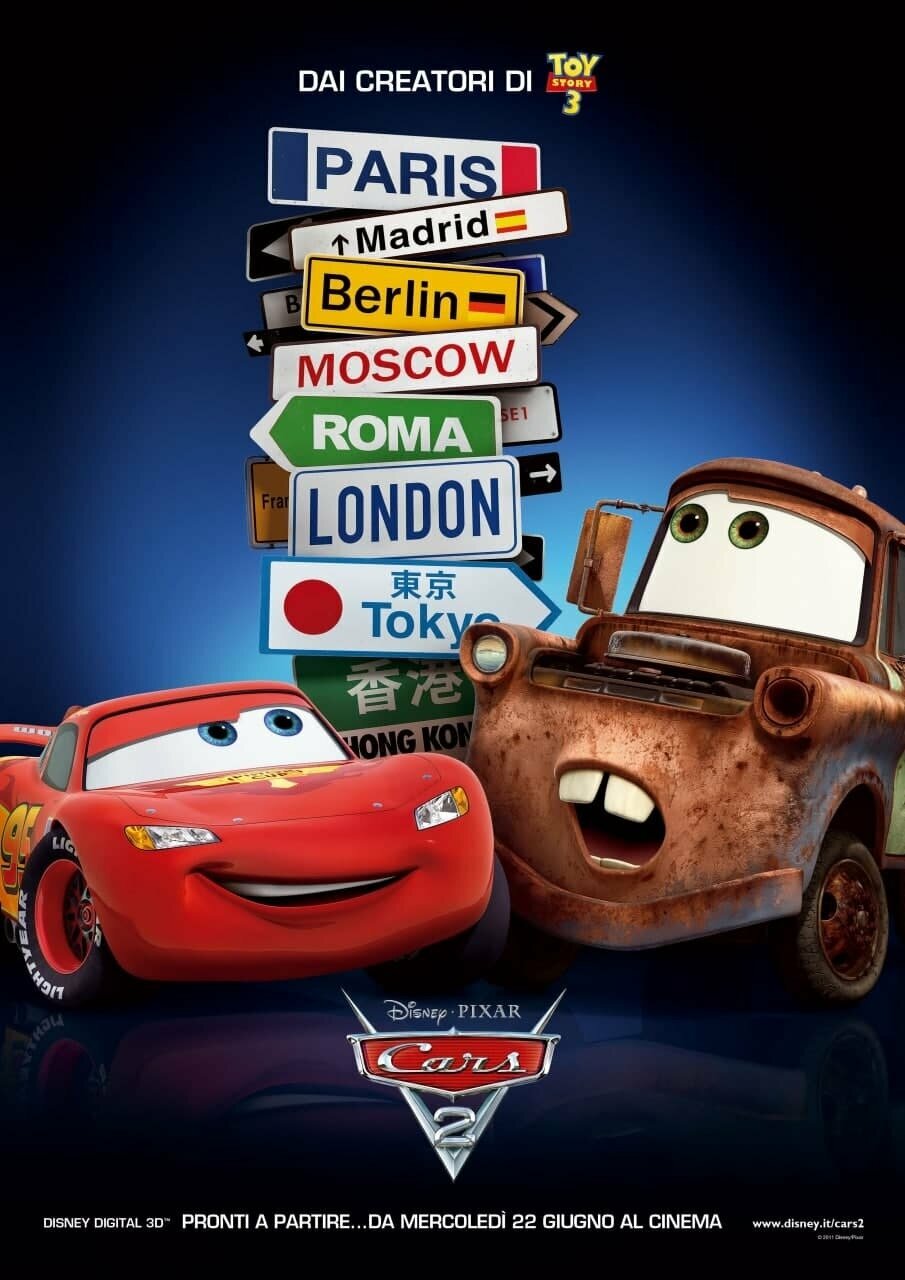 Плакат, постер на холсте Тачки 2 (Cars 2, 2011г). Размер 30 х 42 см