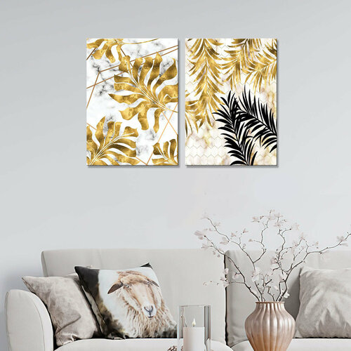 Картина интерьерная-Золотые листья 2 (2 модуля-общий размер 80х120)