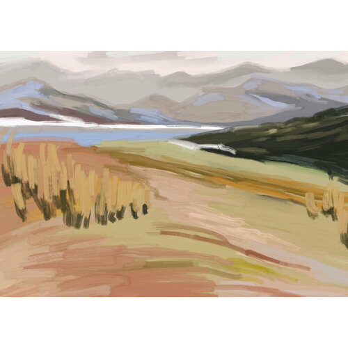 Постер интерьерный Пейзаж с осенним лугом и горами А3 780₽