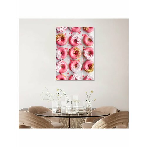 Картина на холсте с подрамником Пончики в розовой глазури 2 30х40 30х40