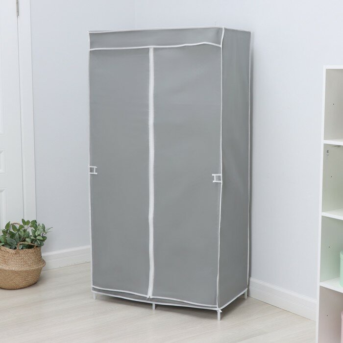 Шкаф тканевый каркасный, складной LaDо́m, 83×45×160 см, цвет серый - фотография № 3