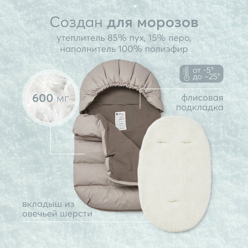 89029 конверт для новорожденного happy baby в коляску с меховым вкладышем кофе рост 50 86 89029, Конверт для новорожденного Happy Baby в коляску с меховым вкладышем, кофе, рост 50-86