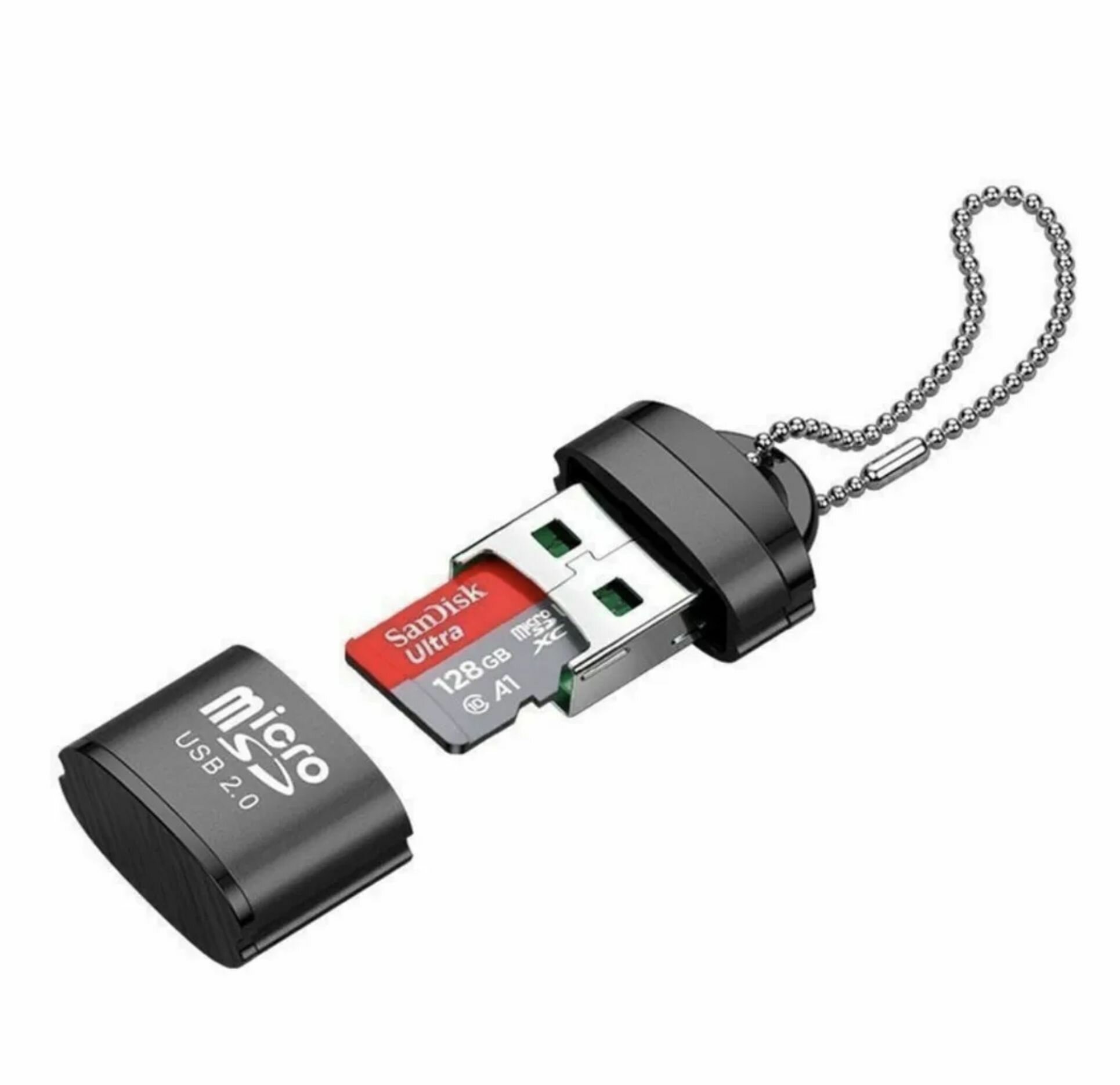 Мини картридер для micro SD карт-USB Черный