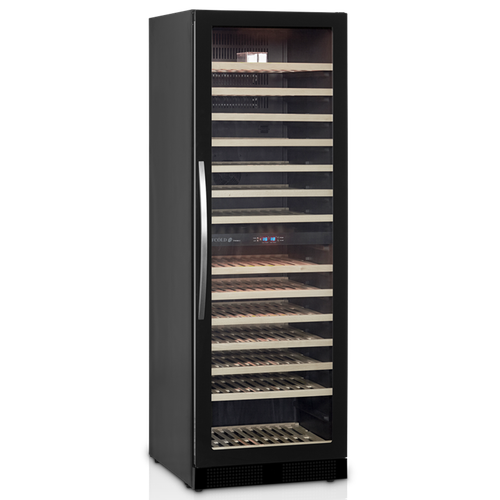 Винный шкаф двухзонный Tefcold TFW400-2F черный, дверь без рамы