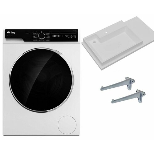 Стиральная машина с паром Korting KWM 42LS1267 с раковиной Юпитер 90 левый над стиральной машиной 7049200₽