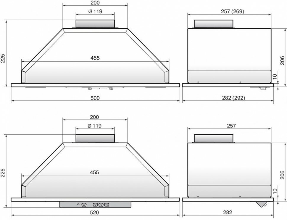 Вытяжка встраиваемая 52N-400-P3D STEEL ELIKOR