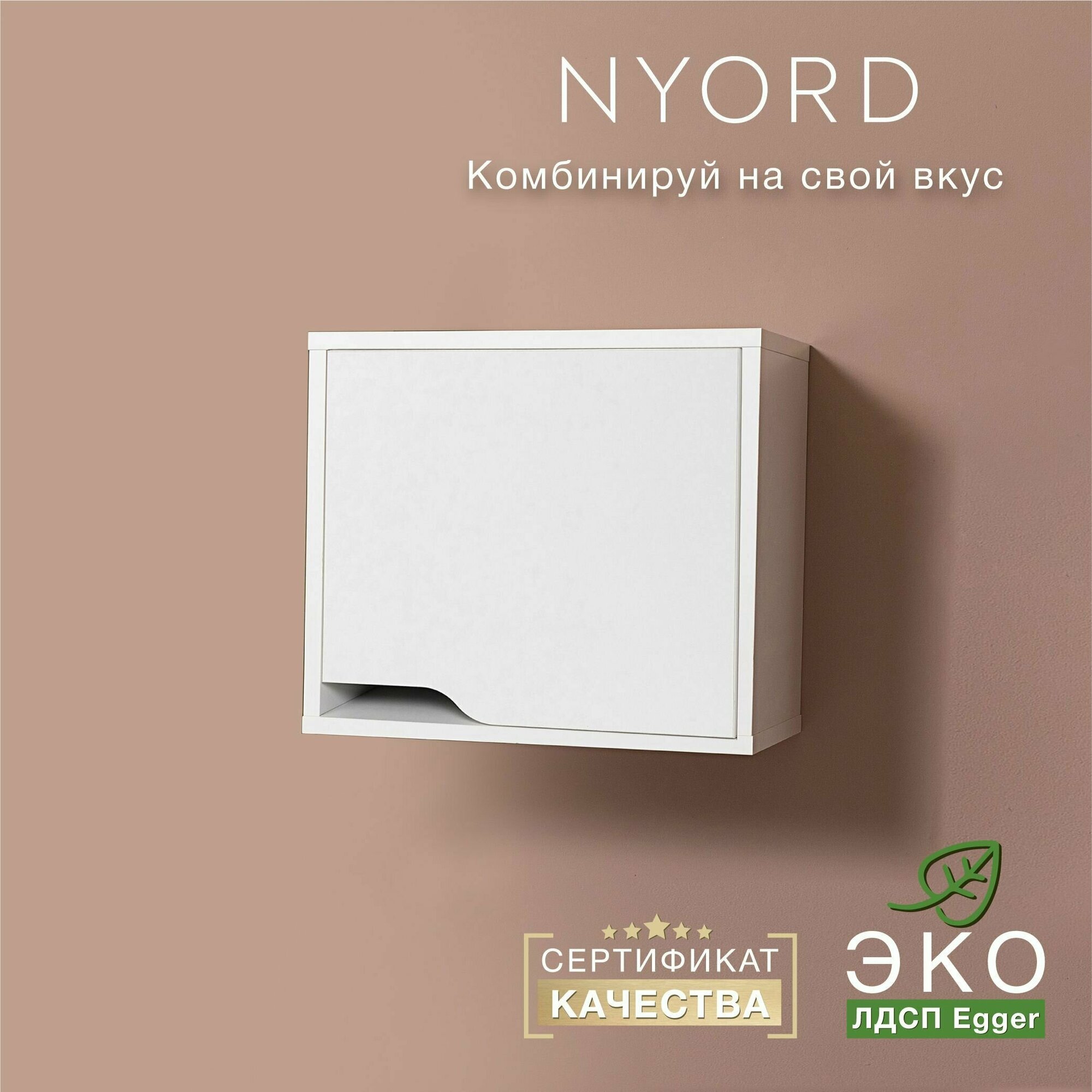 Полка настенная закрытая NYORD полка настенная с дверцей 402х30х362 см цвет дуб Бардолино белый