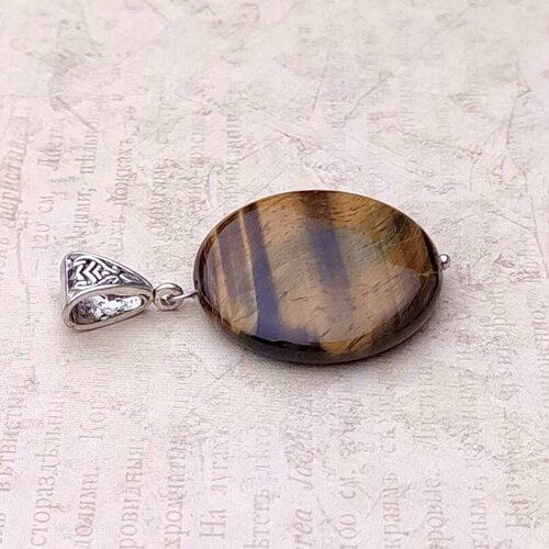 фото Подвеска, тигровый глаз, коричневый, серебряный нет бренда