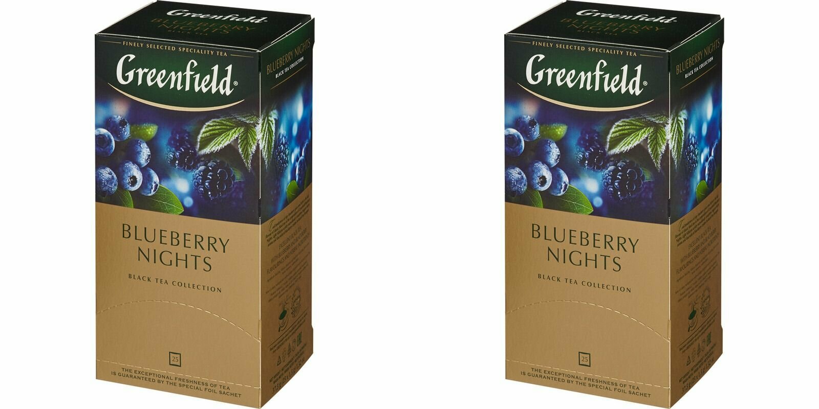 Greenfield Чай в пакетиках Blueberry nights со вкусом черники, черный, 25 шт, 2 уп