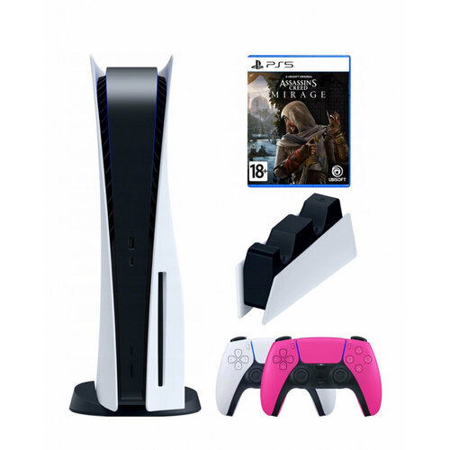 Приставка Sony PlayStation 5+2-ой геймпад(розовый)+зарядное+ Assassin's creed mirage (диск)