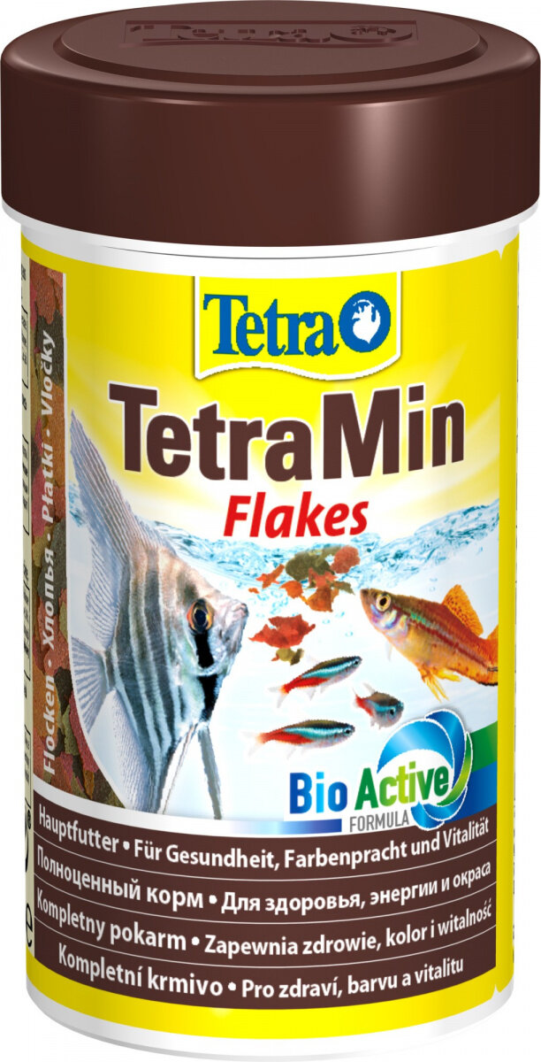 Корм для всех видов рыб Tetra TetraMin Flakes 100 мл, хлопья - фотография № 1