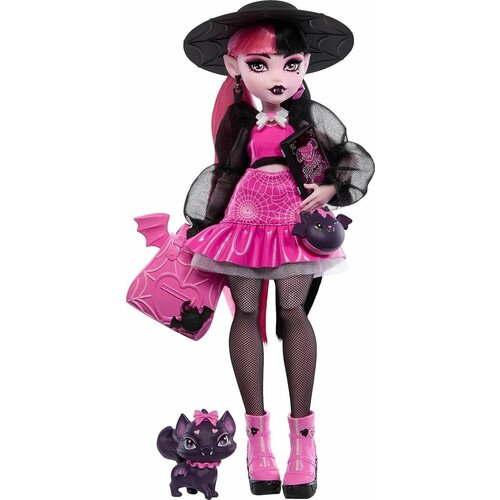 Модная кукла Monster High Draculaura Дракулаурас питомцем летучей мышью-котом