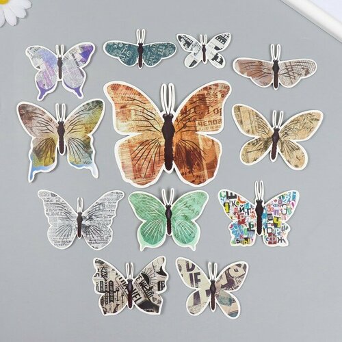 Бабочки картон Газета набор 12 шт h4-10 см на магните 423₽