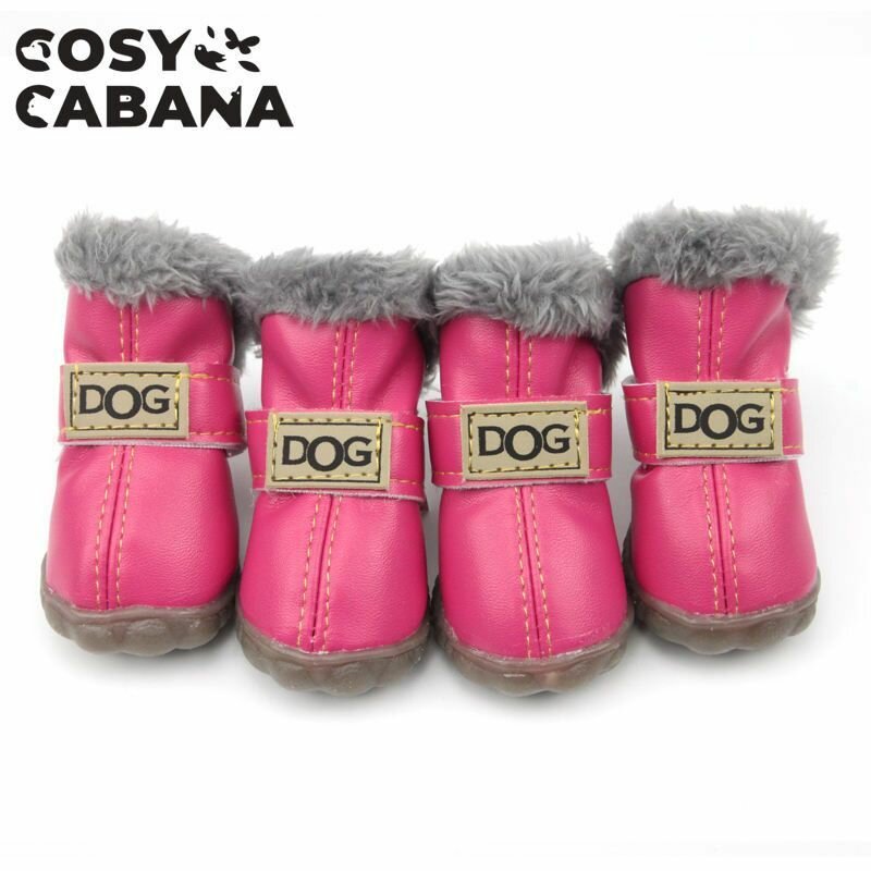 Ботинки зимние для собак мелких пород / Теплые, влагозащитные / размер 4, розовый