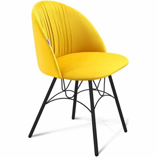 Стул обеденный Sheffilton SHT ST35 1 S100 имперский жёлтый чёрный муар