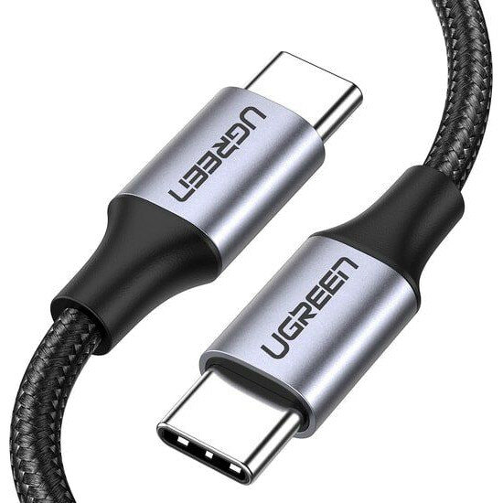 Кабель UGREEN US261 (50150) USB-C 2.0 M/M Round Cable Nickel Plating Aluminum Shell (1 метр) чёрный